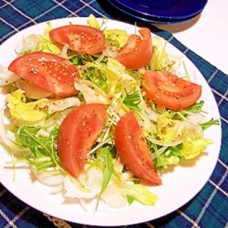 水菜とトマトのサラダ(イタリアンドレッシング)